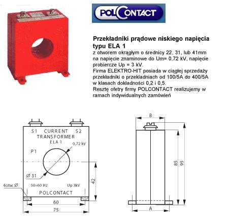 Przekładniki prądowe PolContact ELA1 D31