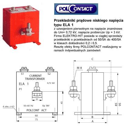 Przekładniki prądowe PolContact ELA1 W20